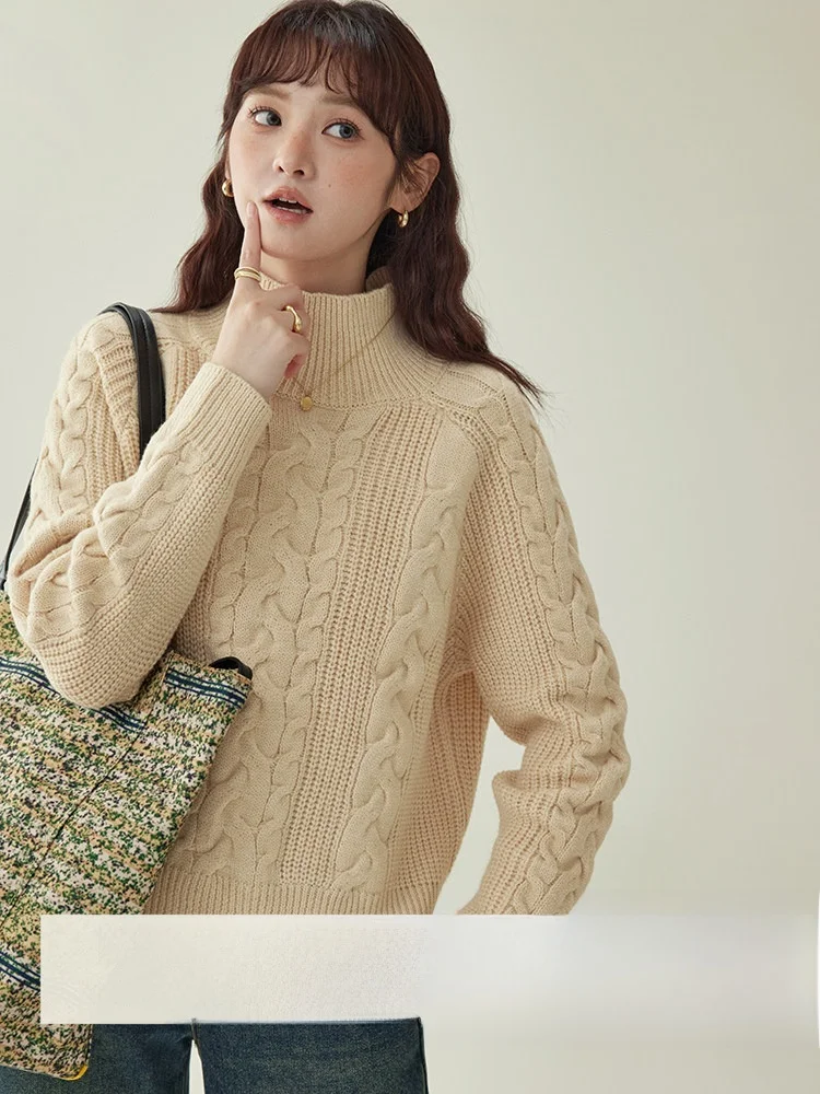 

AMUU Original High Ne Long Sve Women's Sweater Loose Knitted Faion Sle Winter New Arrival Tassel Design Casual Wear