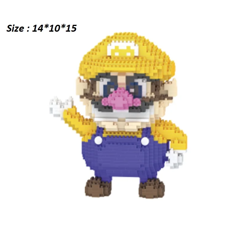 Super Fun Mini Blocks Cartoon Small Bricks DIY Building Toys Cute Anime Juguetes Wario Figures for Kids Gifts Birthday Present