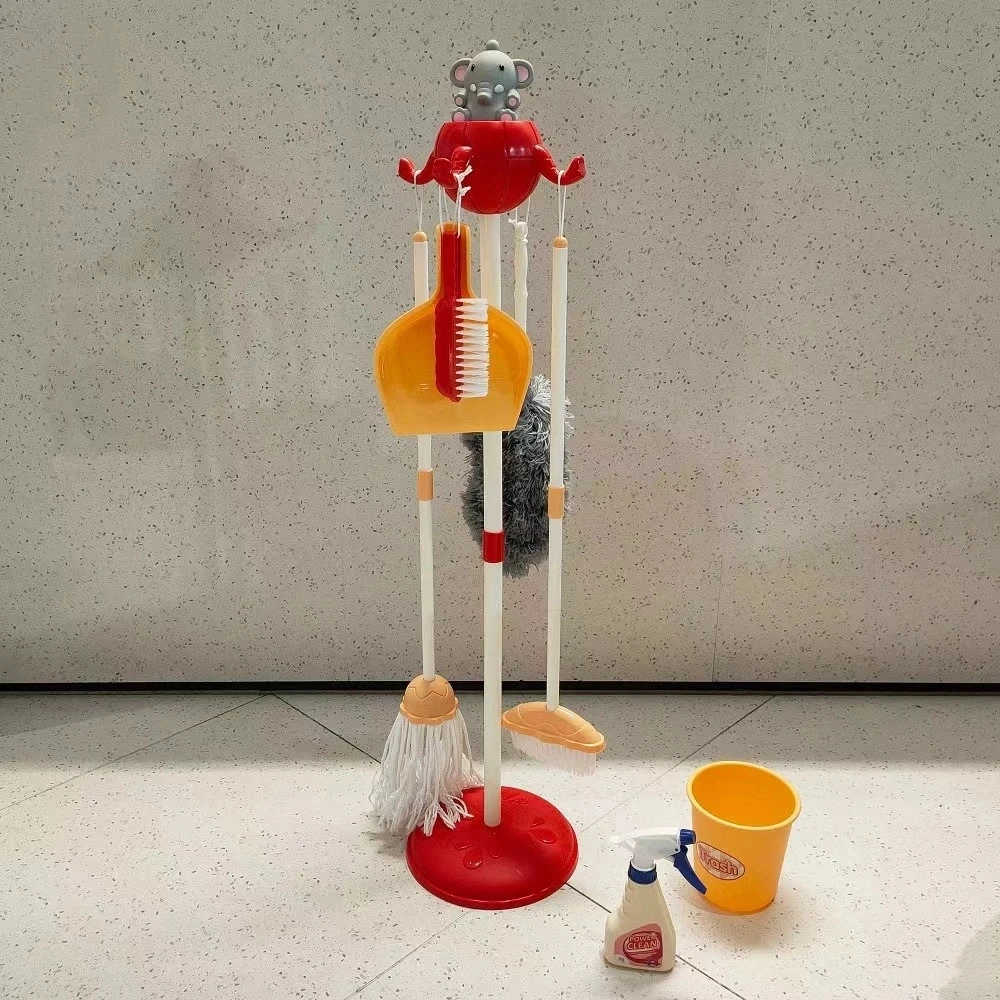 8pcs Kids House Cleaning Tools Kit Simulation Toys Pretend Play Children Broom Holder Spray Bottle Mop Dustpan Novety Gifts 1KG