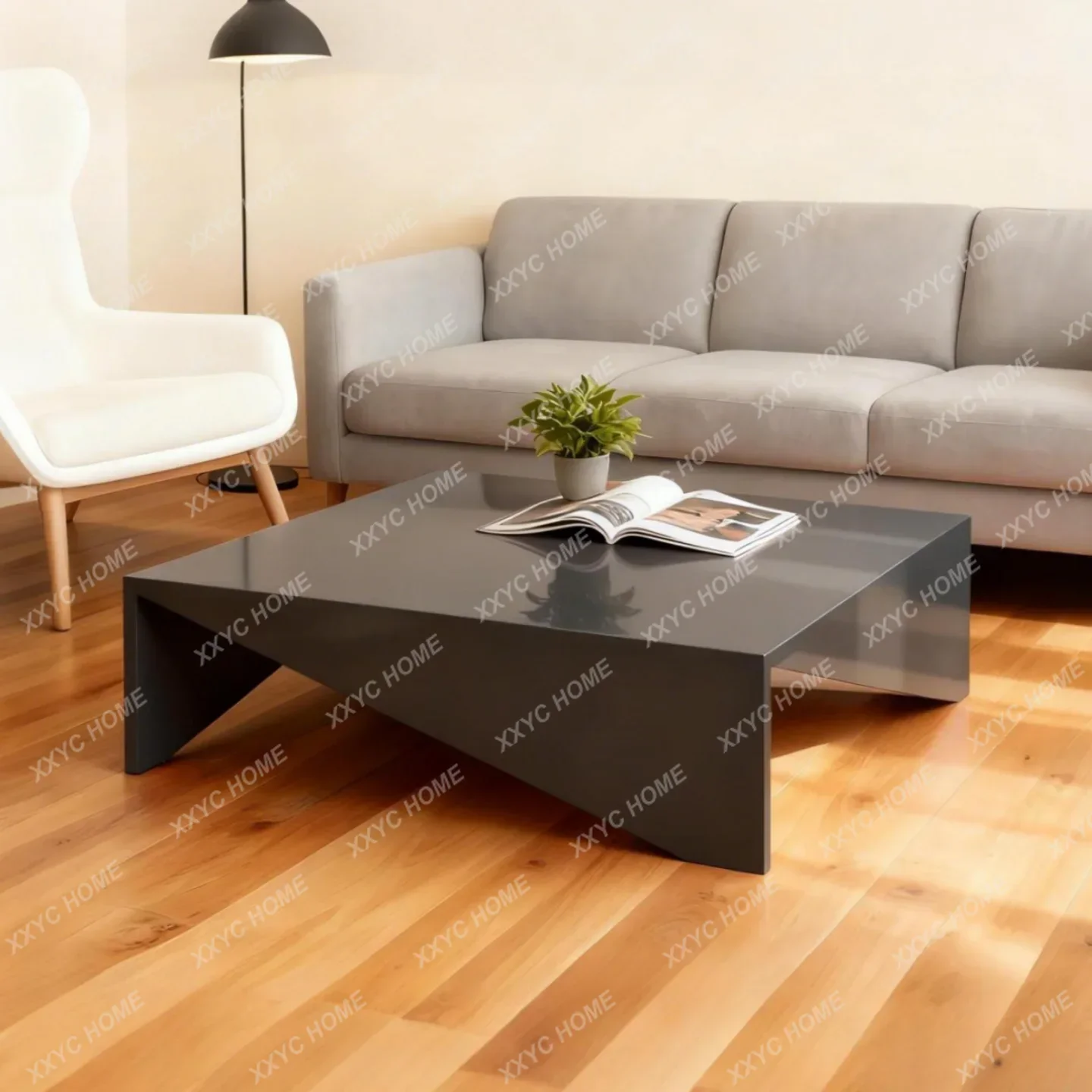 A Modern simple lacquered coffee table small apartment living room tea table multi-functional square corner table