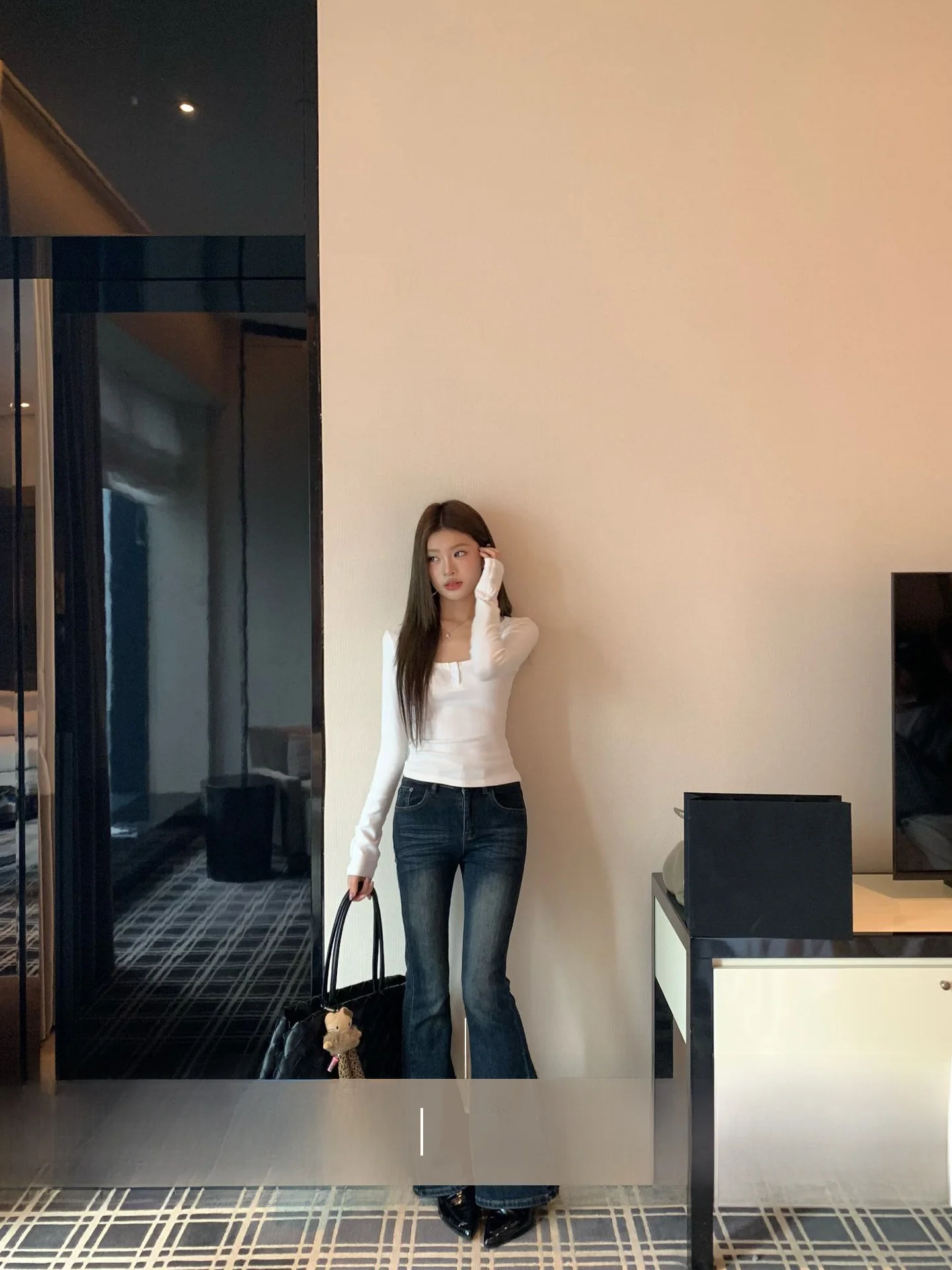 

Джинсы-колокольчики с высокой талией, женские облегающие джинсовые брюки с талией в стиле ретро, повседневные брюки из смеси хлопка, износостойкая повседневная одежда