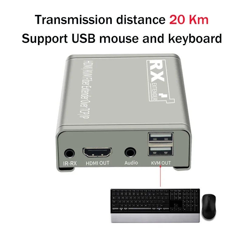 Imagem -03 - Hdmi Kvm Extensor de Fibra Transceptor Hdmi Usb Extensor sobre Cabo de Fibra Óptica sc Hdmi para Conversor Transmissor de Vídeo de Fibra 20km