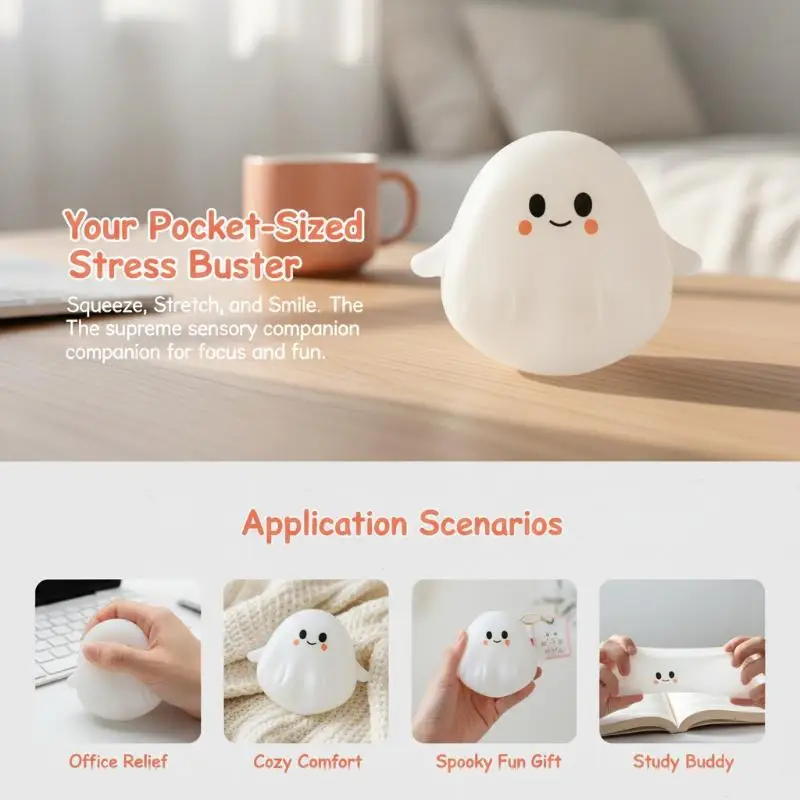 Halloween Transparent Ghost Squeeze Toy Reusable Stress Relief Fidget Toy for Kids Birthday Goodie Bag Fillers