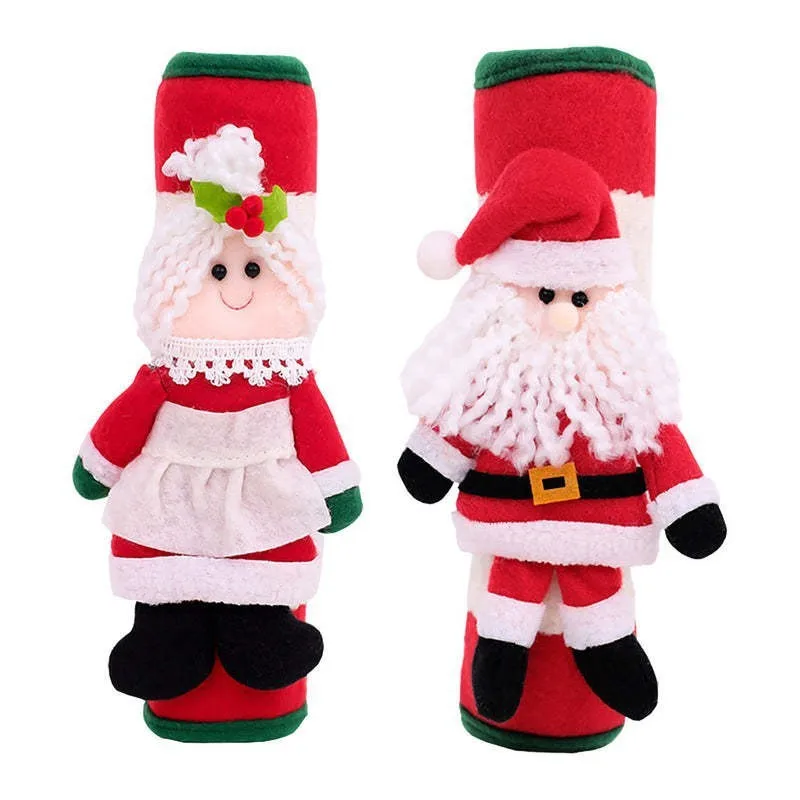 Christmas Refrigerator Glove Elf Doll Cover Cloth Elf Santa Microwave Kitchen Fridge Door Knob Ornament Gifts Decorations Home