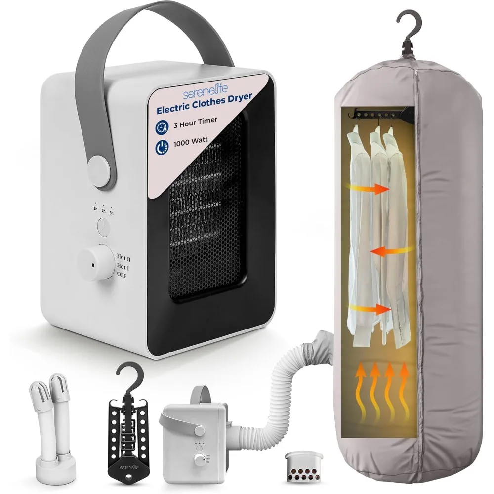 SereneLife 電動ポータブル衣類乾燥機 |   1000W 多用途ミニヒーター＆アロマディフューザー 家庭、アパート、寮、旅行、RV用
