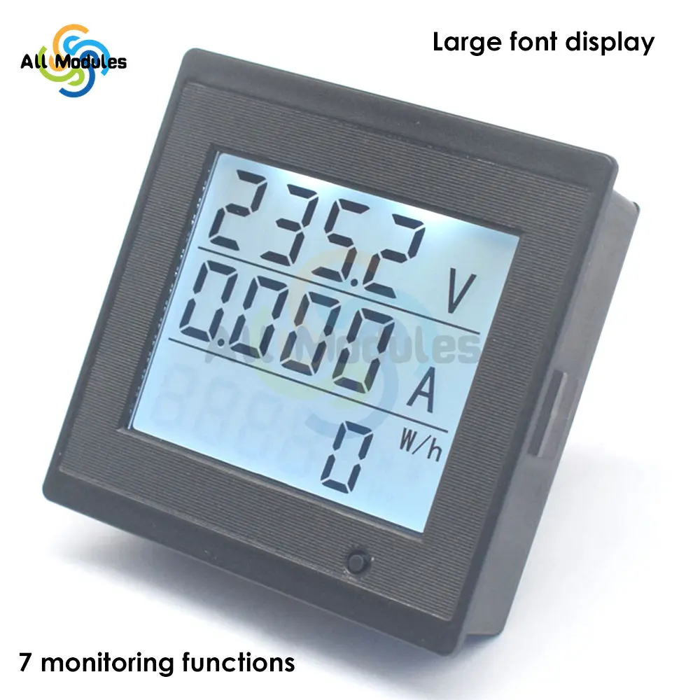 80-300V LCD Digital Display AC Voltage And Current Meter 20A Power Consumption Impedance Multi-Function Meter Tester Tools