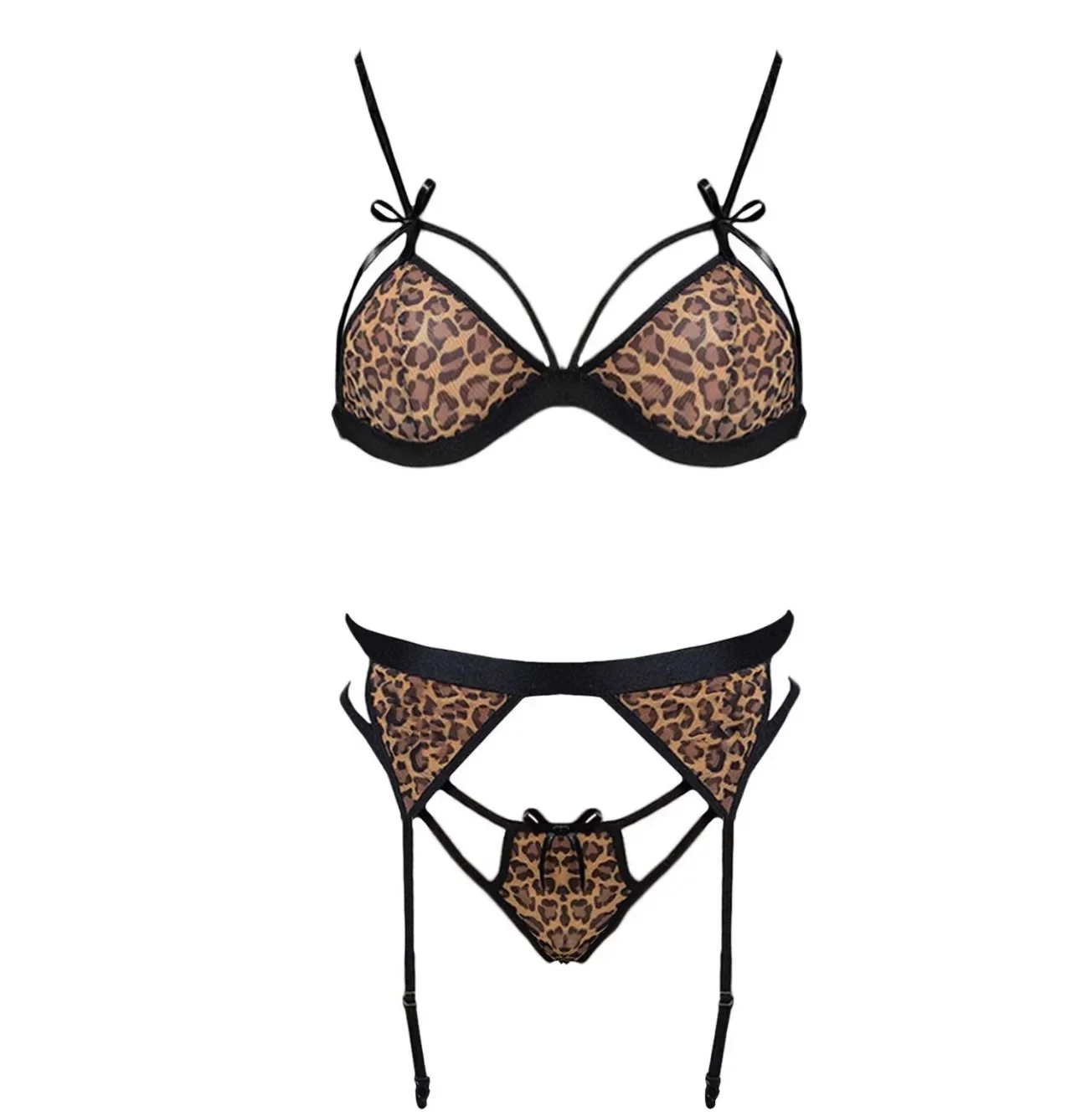 New Sexy Leopard Print Lingerie Set – Passionate & Bold Bikini Style with Garter Belt (Includes Garters) #5