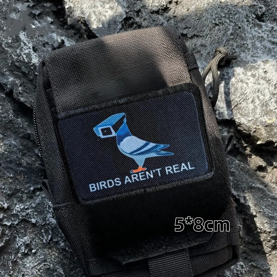 Birds Aren't Real Printed Hook&Loop Patch Fun Conspiracy Humor Joke Tactical Patches Military Army Badge Morale Backpack Sticker