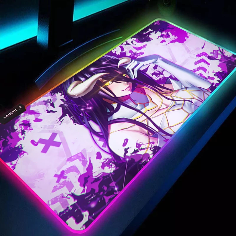 

Mouse Pad Anime Girl Gamer Gaming Accessories Varmilo Keyboard Pad LED PC Computer Overlord Albedo Desk Mat Carpet RGB Mousepad
