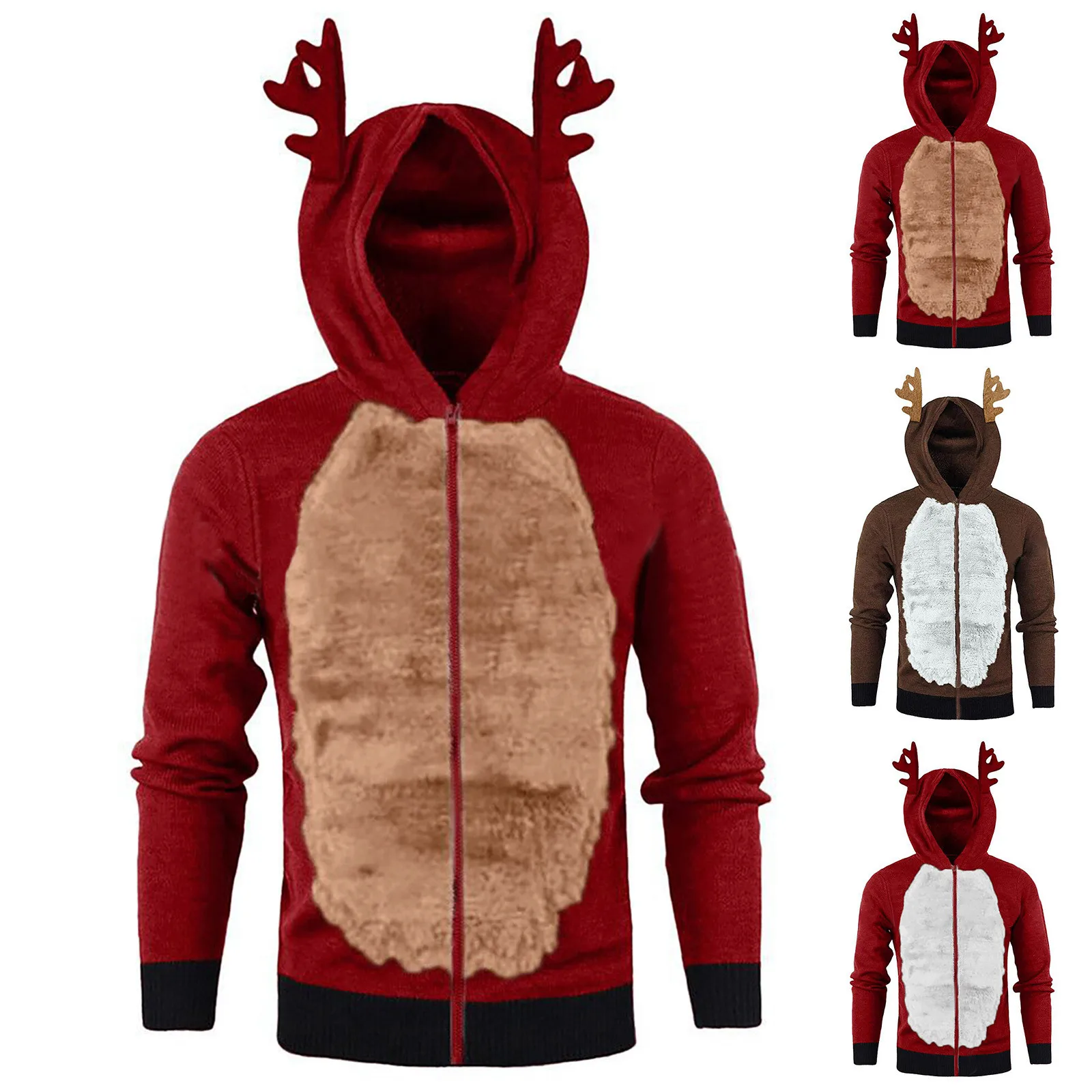 

Christmas Hoodies Sweatshirt Men Cute Christmas Elk Cosplay Sweaters Leisure Ugly Christmas Reindeer Sweater Pullovers Coat 2023