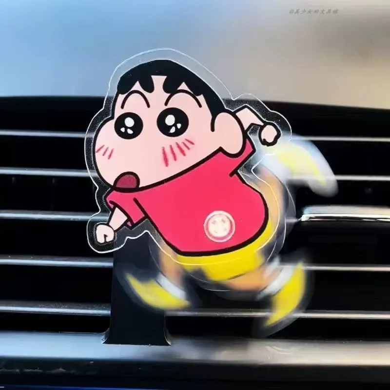 Anime Crayon Shin chan Automotive Air Outlet Interior Decoration Doraemon Rotating Plaque Decoration Rotating Creative Clip