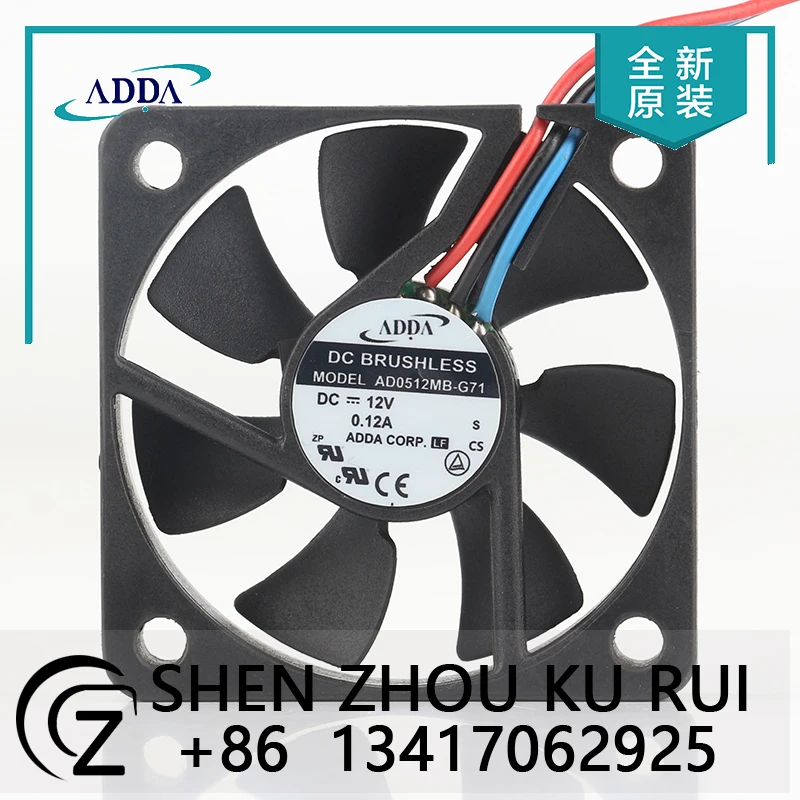 Original ADDA 5CM 5V 24V 48V DC 12V 0.12A AC EC 5010 50X50X10MM double ball bearing 3-wire Super quiet AD0512MB-G71 cooling fan