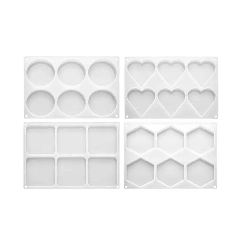 Набор силиконовых форм для подставок FYBL-Resin Molds: 4-дюймовые круглые, квадратные, в форме сердца, шестиугольные, 24-ячеечные, очень глубокие, для эпоксидной смолы и поделок своими руками
