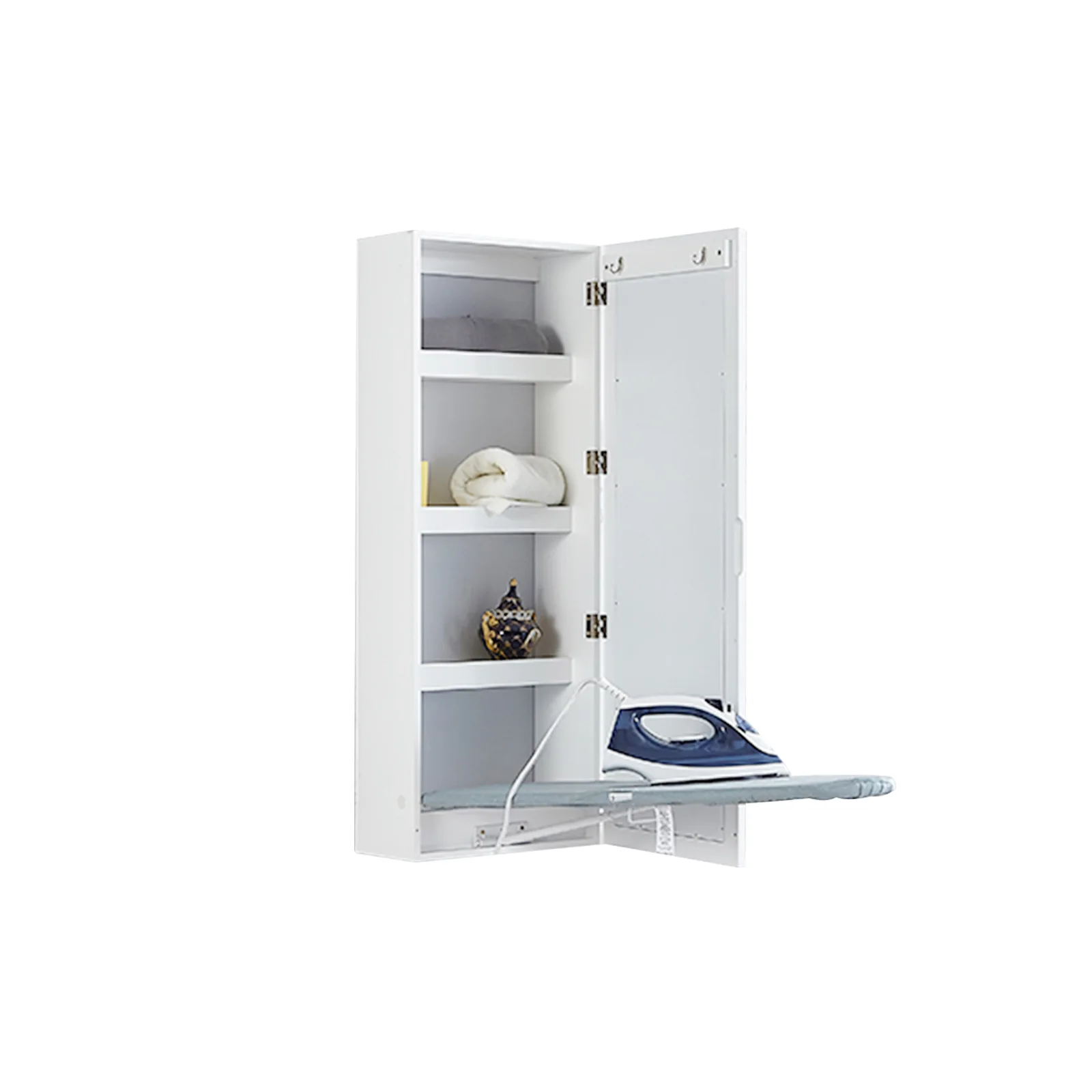 Wall-mounted cross-border foldable rotating ironing counter hidden against the wall, closet storage ironing wardrobe with mirror