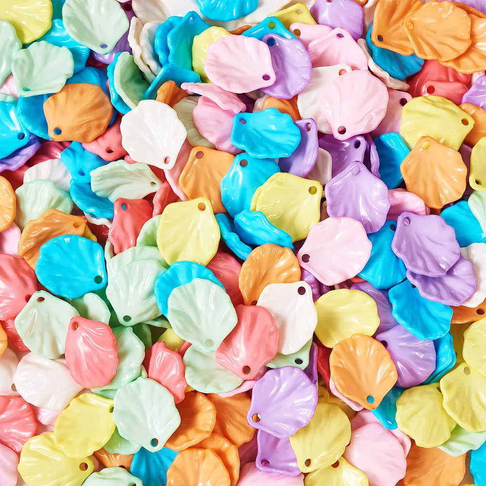 

320Pcs Opaque Acrylic Pendants 15x17mm Cabbage Leaf Shape Pendants Mix 8 Colors for Necklace Bracelet DIY Jewelry Making