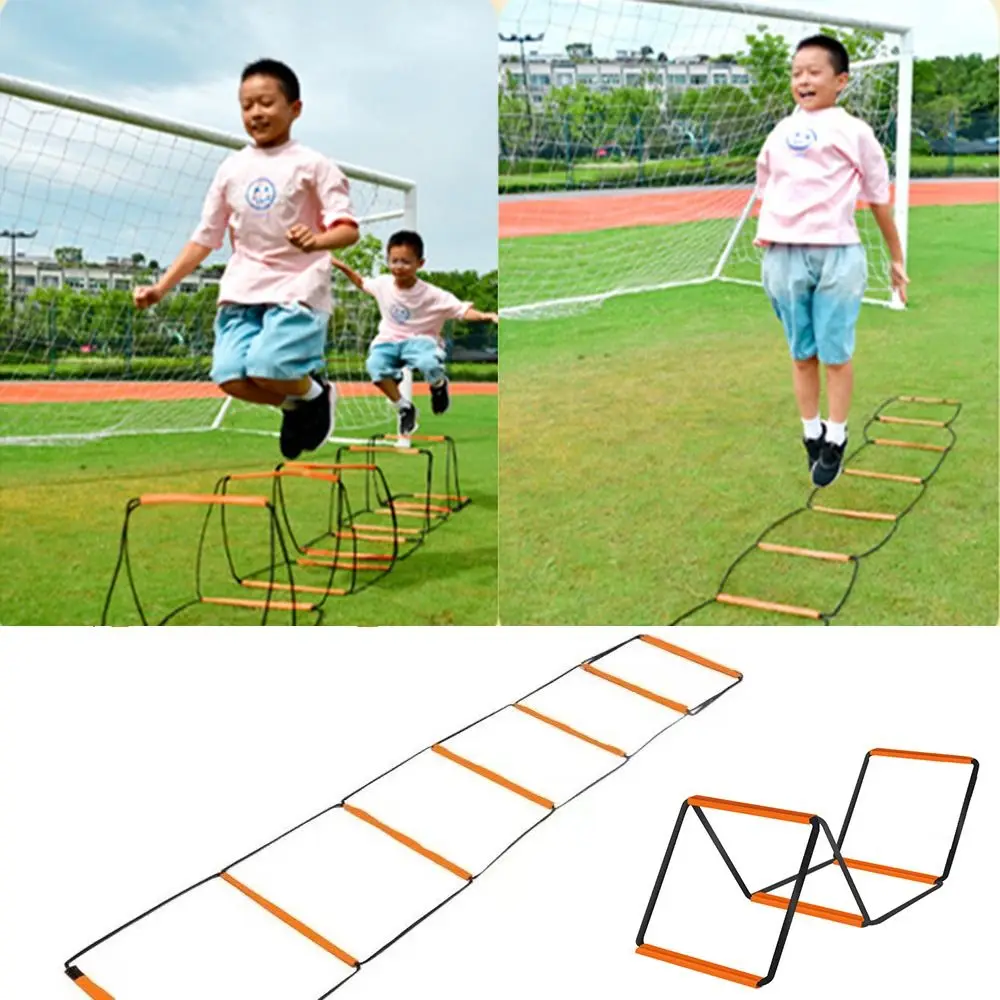 Orange Agile Ladder Carbon Steel Foldable Soccer Speed Ladder Instant Set-up Multifunctional Footwork Training Jump Ladder