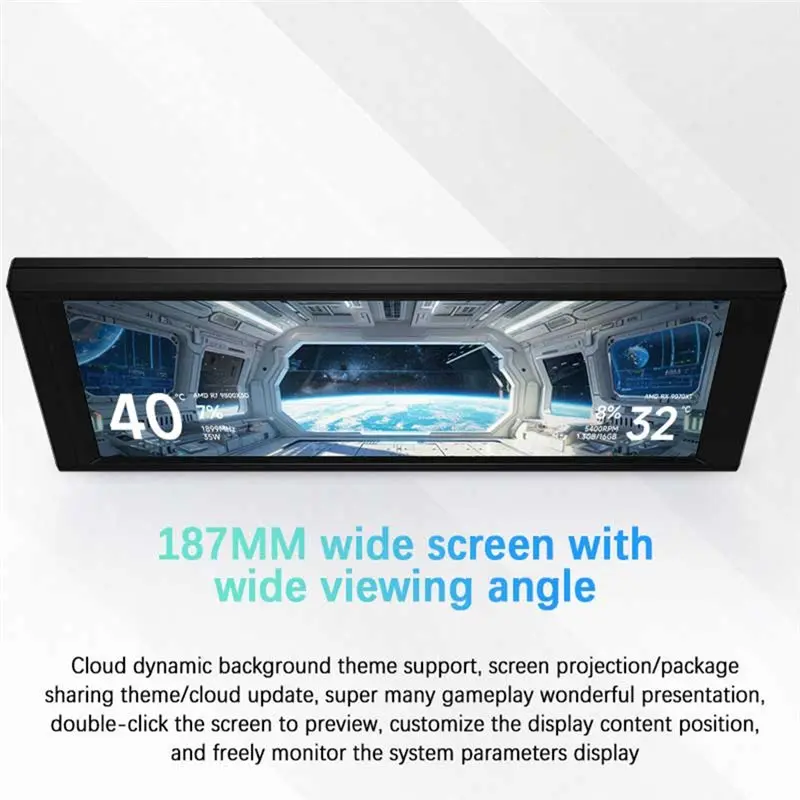 

TROFEO VISION LCD 6.86-Inch Full-Color Display USB Smart Case Secondary Screen 1280X480 Resolution Magnetic Design Black