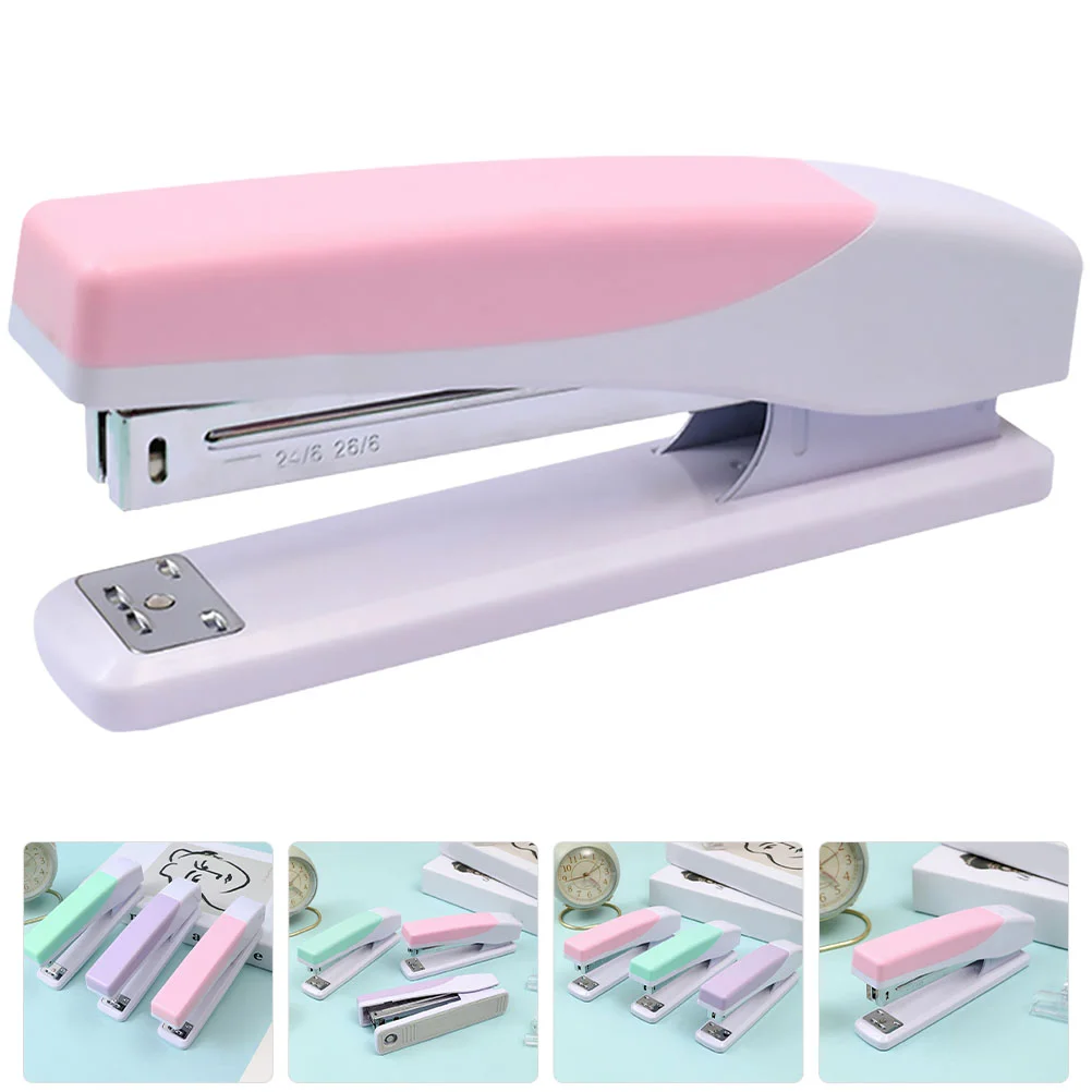 Stapler Multi-use Portable Office Decorative Desk Supply Rotating Spring Desktop Staplers for Labor-saving