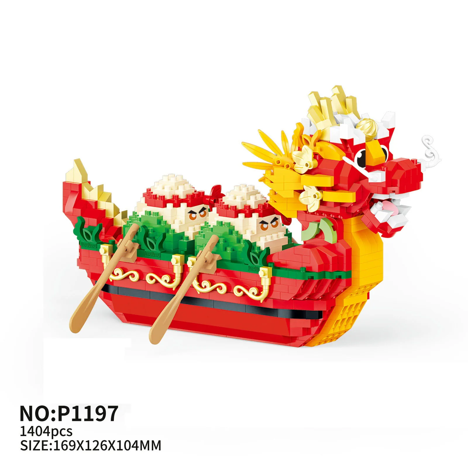 Creative China Dragon Red headed Boat Micro Diamond Block Royal Ship Sailboat Building Brick Model Nanobrick Toy Collection