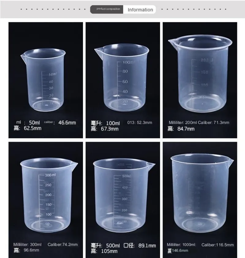 Scale beaker 50ml plastic measuring cup PP material medical laboratory beaker anti-fall and high temperature resistance