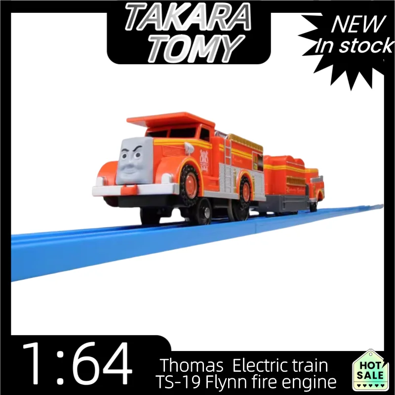 TAKARA TOMY 1:64, Thomas y sus amigos Tren eléctrico TS-19 Flynn motor de bomberos, modelo de simulación de aleación fundida a presión, nuevo stock