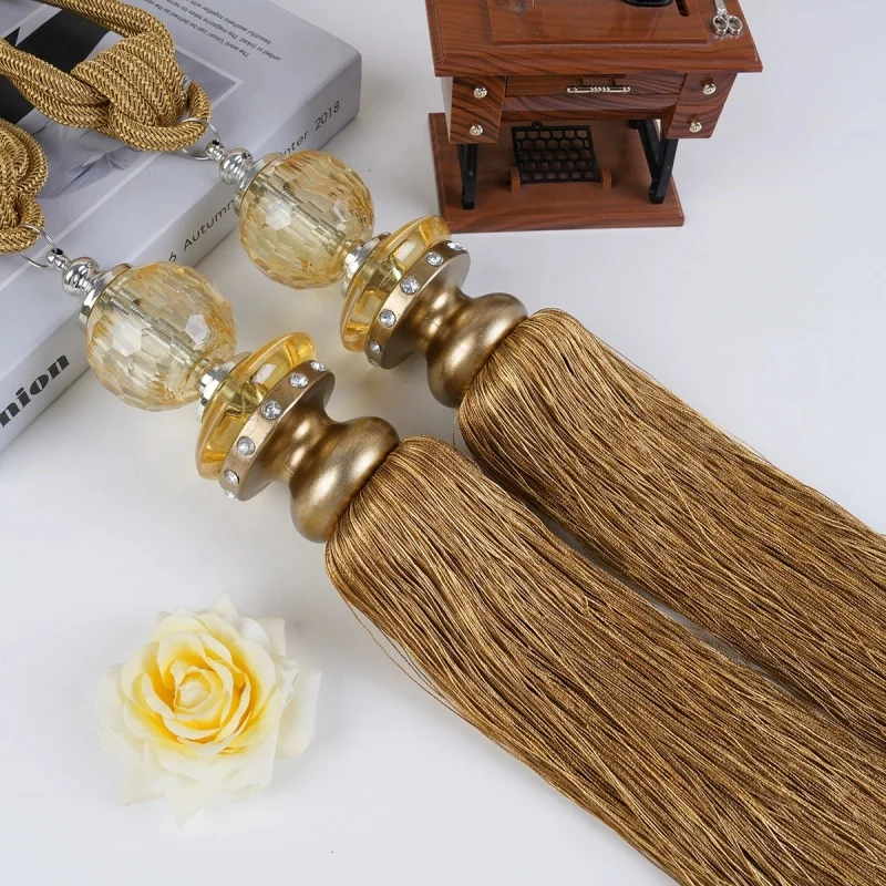 

QGVLish 2Pcs Curtain Tassel Fringe Ball Tiebacks Straps Hanging Belt Balls Curtain Accessories Brush Bind Straps Buckle Decor