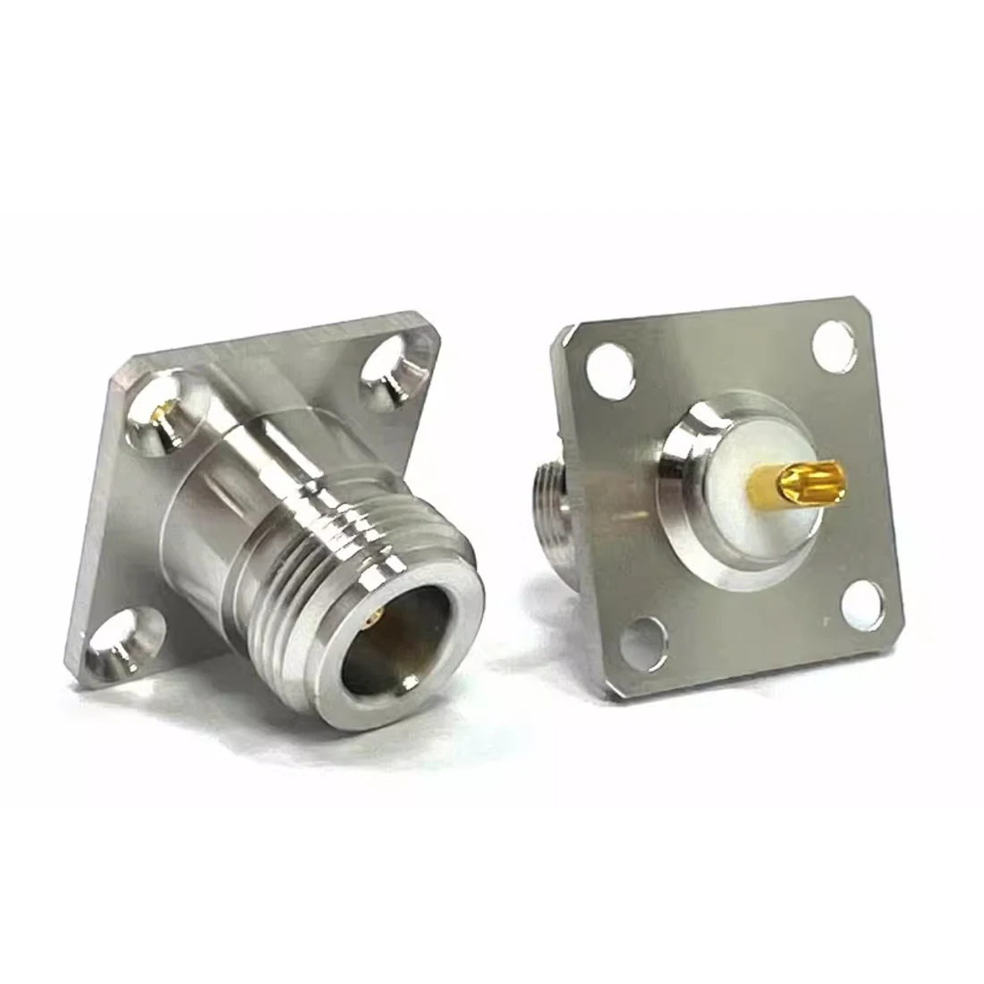 1pc N Type Female Jack RF Coaxial Connector 4-hole Panel Mount Chassis with Solder Cup Welding Terminal