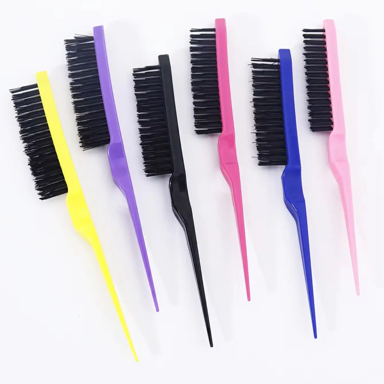 

6-piece set of professional salon grade edge brushes, durable ABS handle and nylon bristles Special for real hair wigs