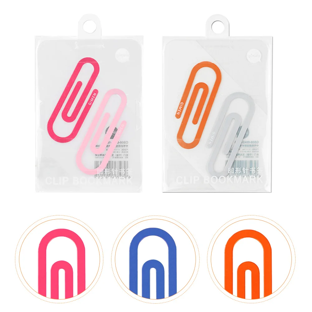 4 Pcs Bookmarks Paperclip Portable Clips Iron Stationery Paperclips Exquisite Multi-function File Lovely Clamps Student