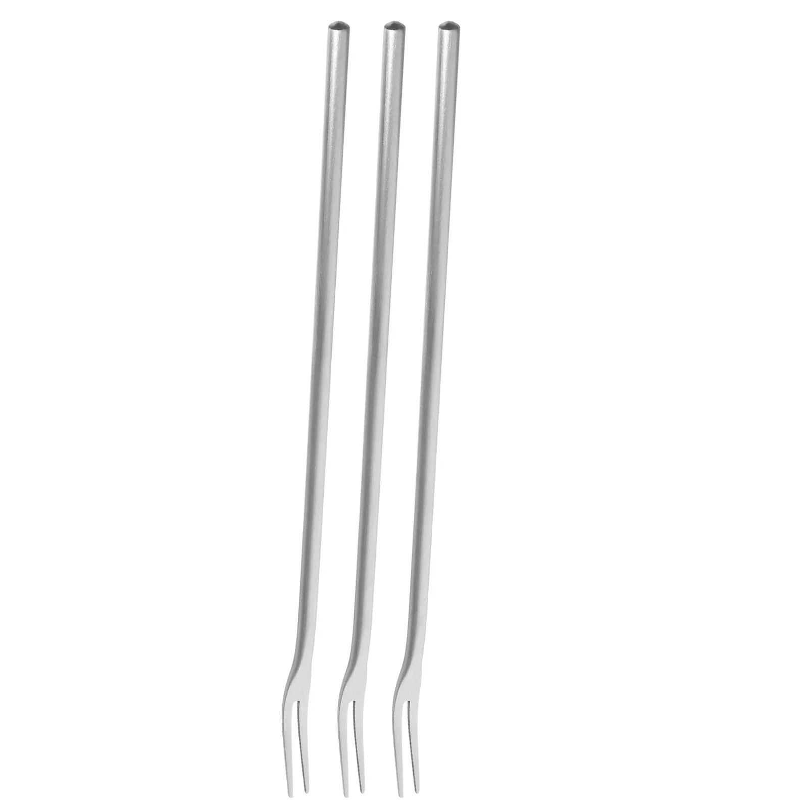 3Pcs Stainless Steel Fruit Forks Long Handle Two Prong Pickle Picker Dessert Forks for Wedding Snacks Party Fork for Fruit