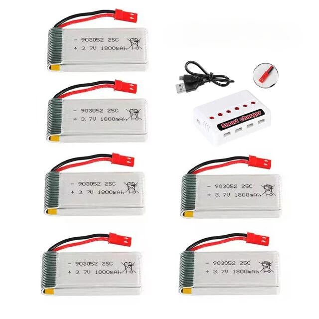 3.7V 1800mah 25C JST Plug Lipo Rechargeable Battery for RC Quadcopter Drone HQ859B HQ898B H11D H11C T64 T04 T05 F28 F29 T56 T57