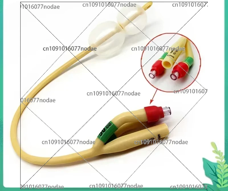 남성용 라텍스 폴리 카테터, 3 웨이 더블 벌룬 실리콘 코팅 소변기, 여성 요실금 요도 카테터, 1 개