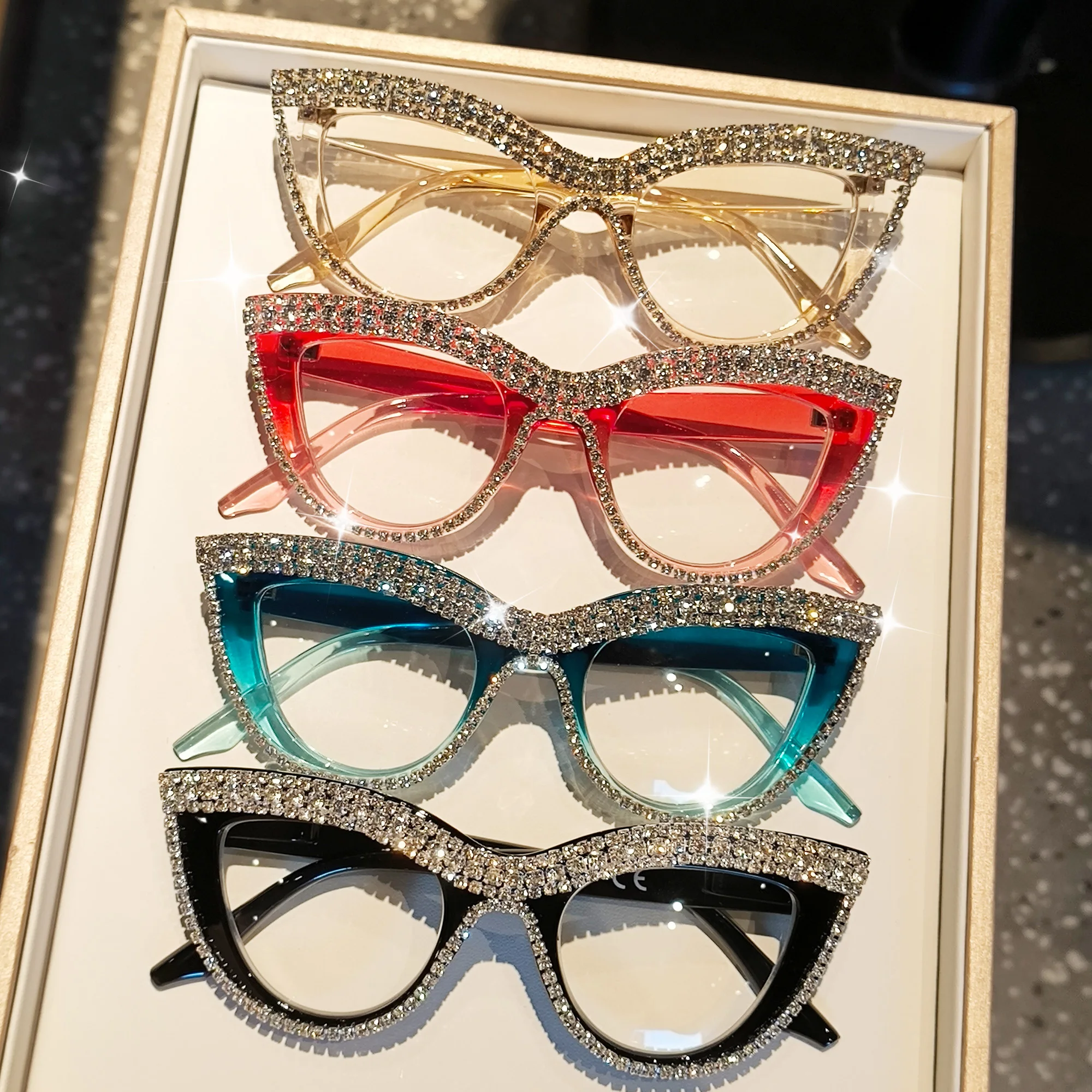 Elegant Fashion Glasses with Rhinestone - Cat Eye Frame, Perfect for Formal Events, Eyewear