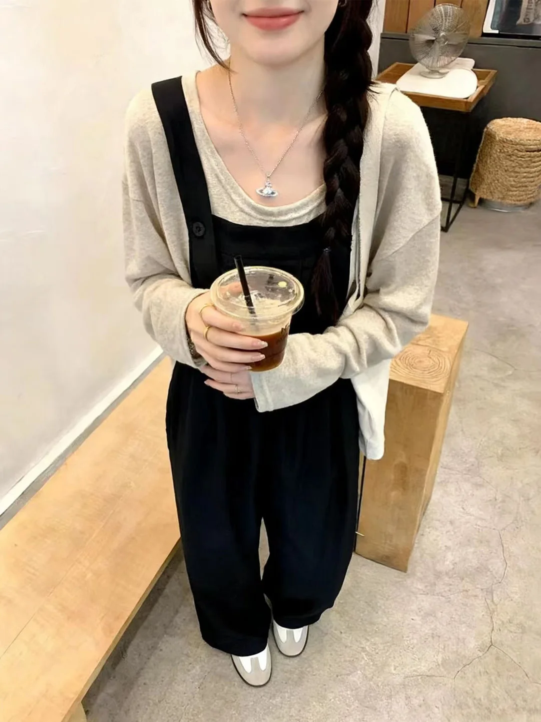 

Fashionable round Neck Apricot Top And Pants Set Women's Casual Versatile Belted Slimming Spring 2026 High Waist Long Sleeve