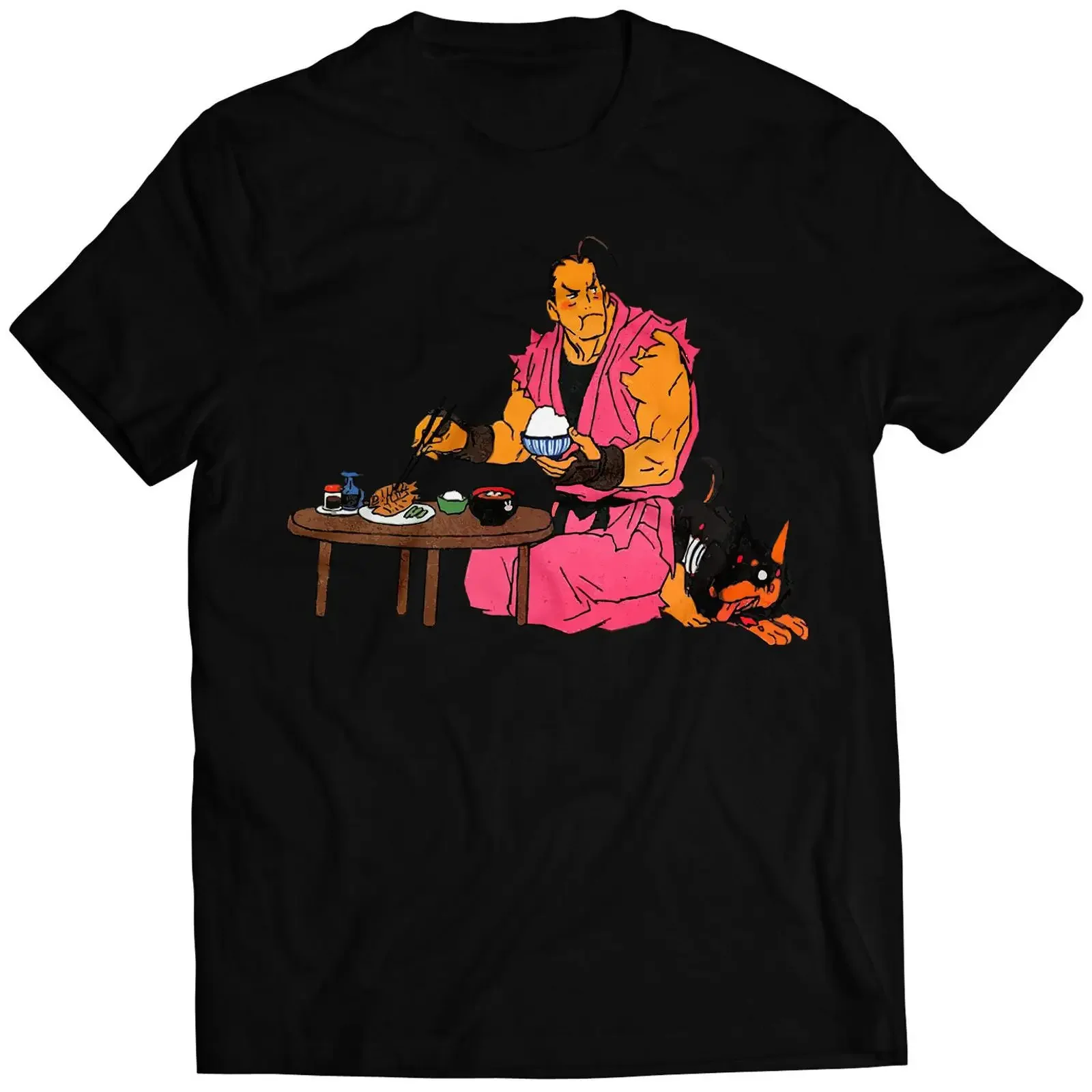 Dan Hibiki Lunch With Zombie Dog Premium T shirt Vectorized Design vintage Washed Breathable homme designer clothes Stylish