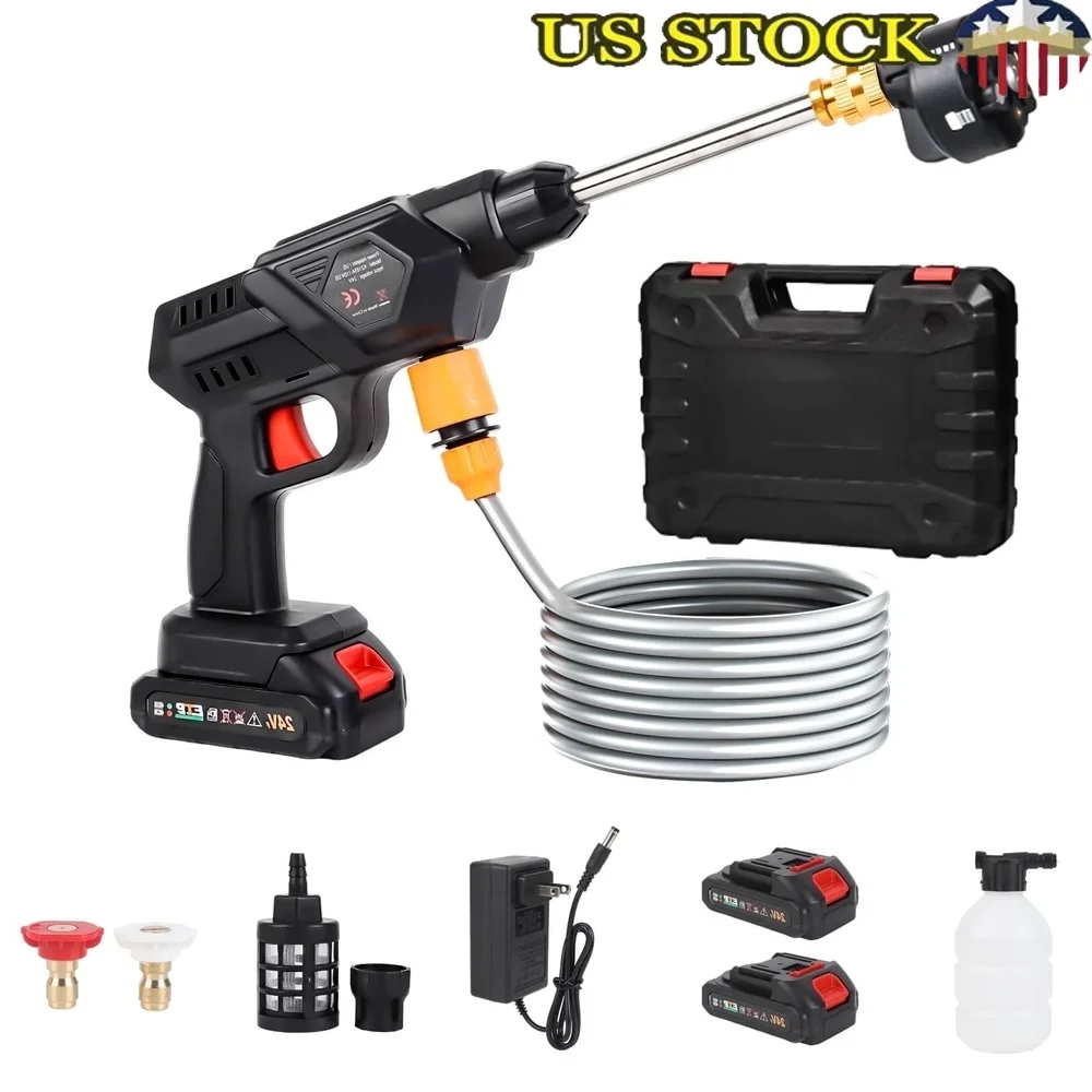 

970PSI Cordless Pressure Washer 2.2GPM Portable Power Cleaner 6-in-1 Nozzle 2 Batteries Included Car Washing Gardening Outdoor