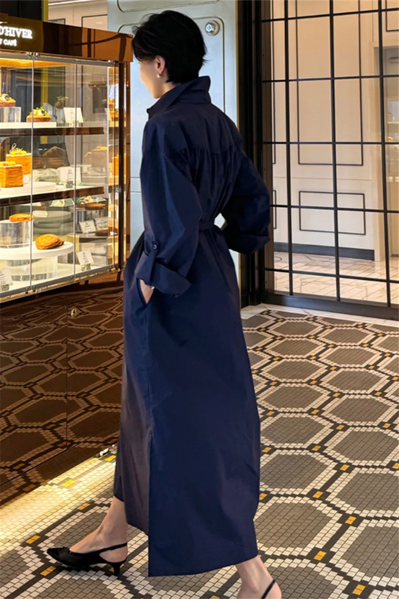 Długa, luźna spódnica midi damska plus size z bawełny na wiosnę, lato i jesień, modny krój A-line z guzikami.