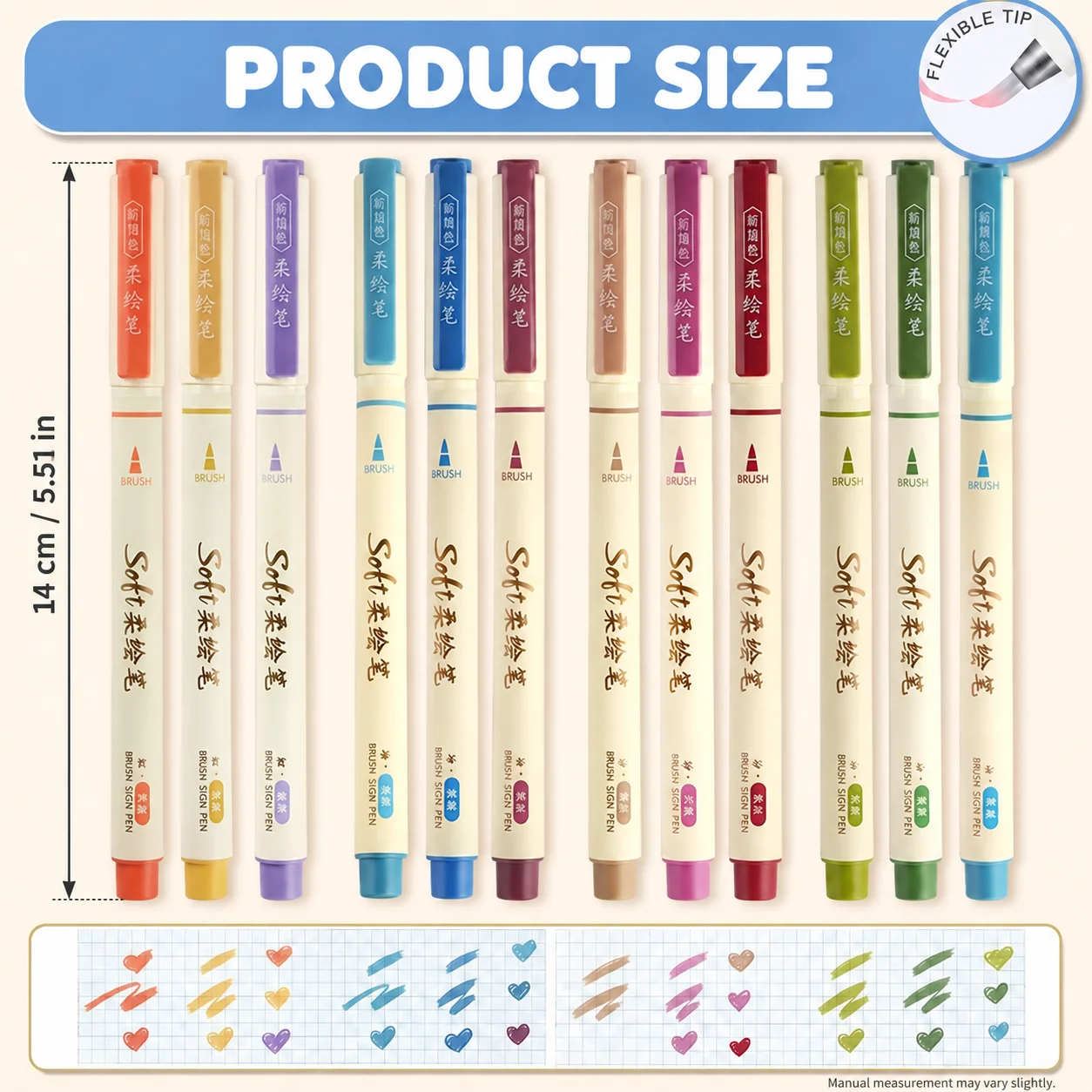 12 Colors Soft Brush Pens Set Fine Tip for Drawing, Calligraphy & Hand Lettering, Colored Art Pens for Journaling Greeting Card