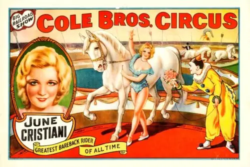 Cole Brothers Circus w/June C. Poster Vintage Advertising Retro 8 x 12 Tin Sin