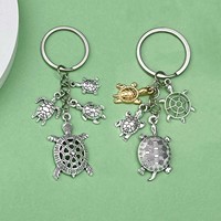 1pc New Fashion Turtle Keychain, Alloy Metal Marine Life Key Ring, For Car Keys, Backpacks, Wallets