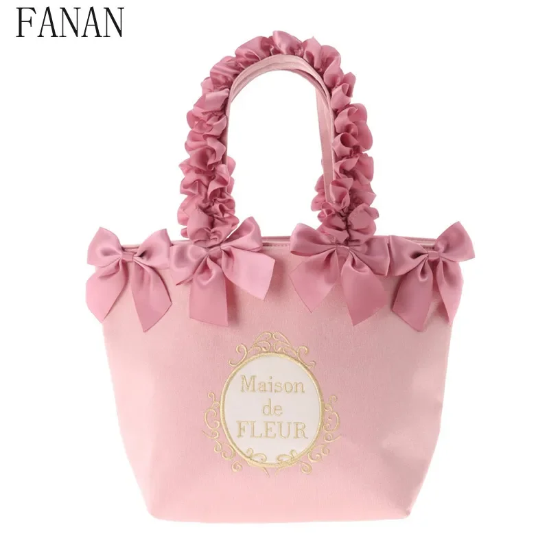 

Bow Japanese Style Hand Carry Sweet Lolita Handbags Female Cute Top-Handle Bags for Lady Spring Summer 2025 New