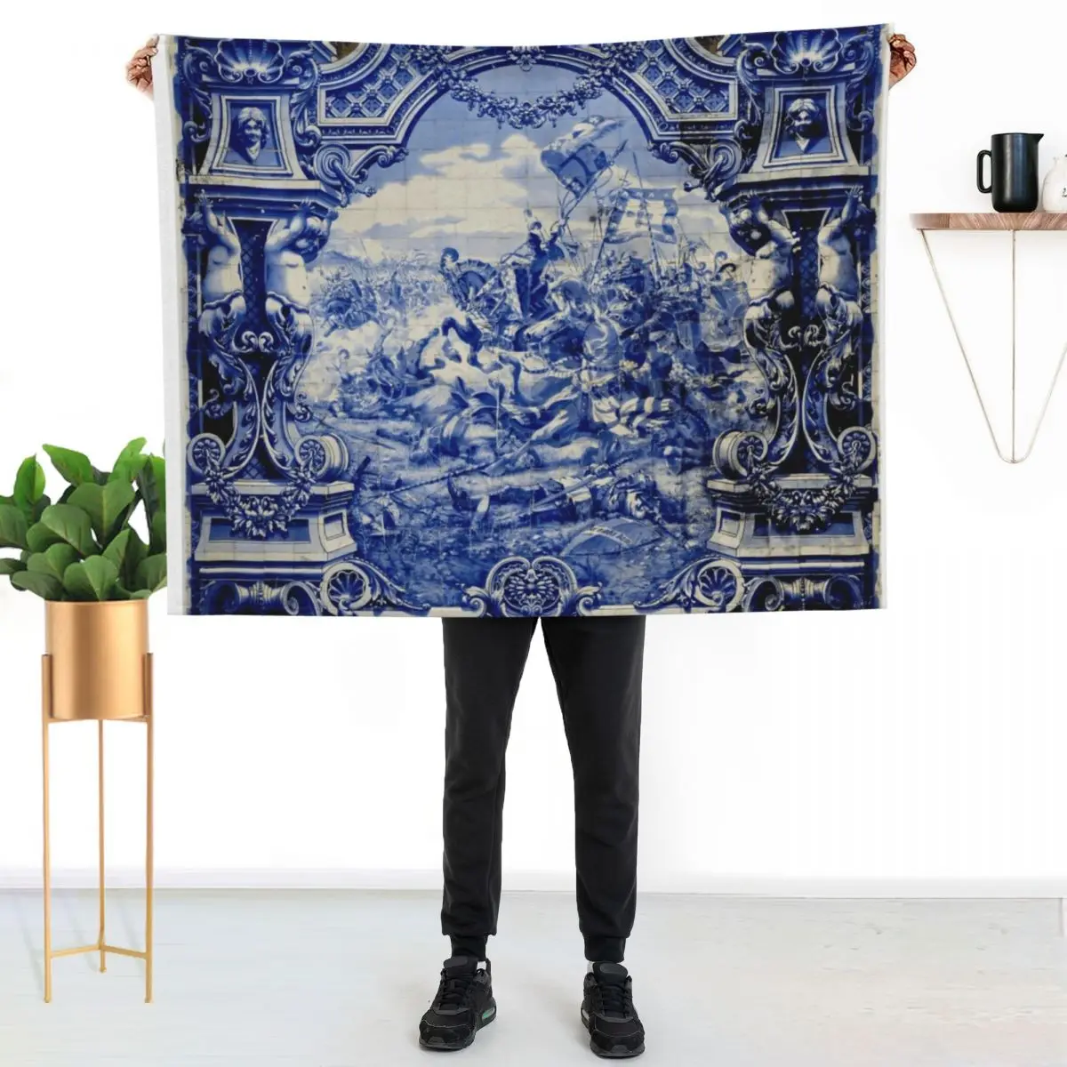Wall of Tiles - HD - A alla dos Namorados (Lover s place) - Porto Station (Portugal) Throw Blanket Bed linens Blankets