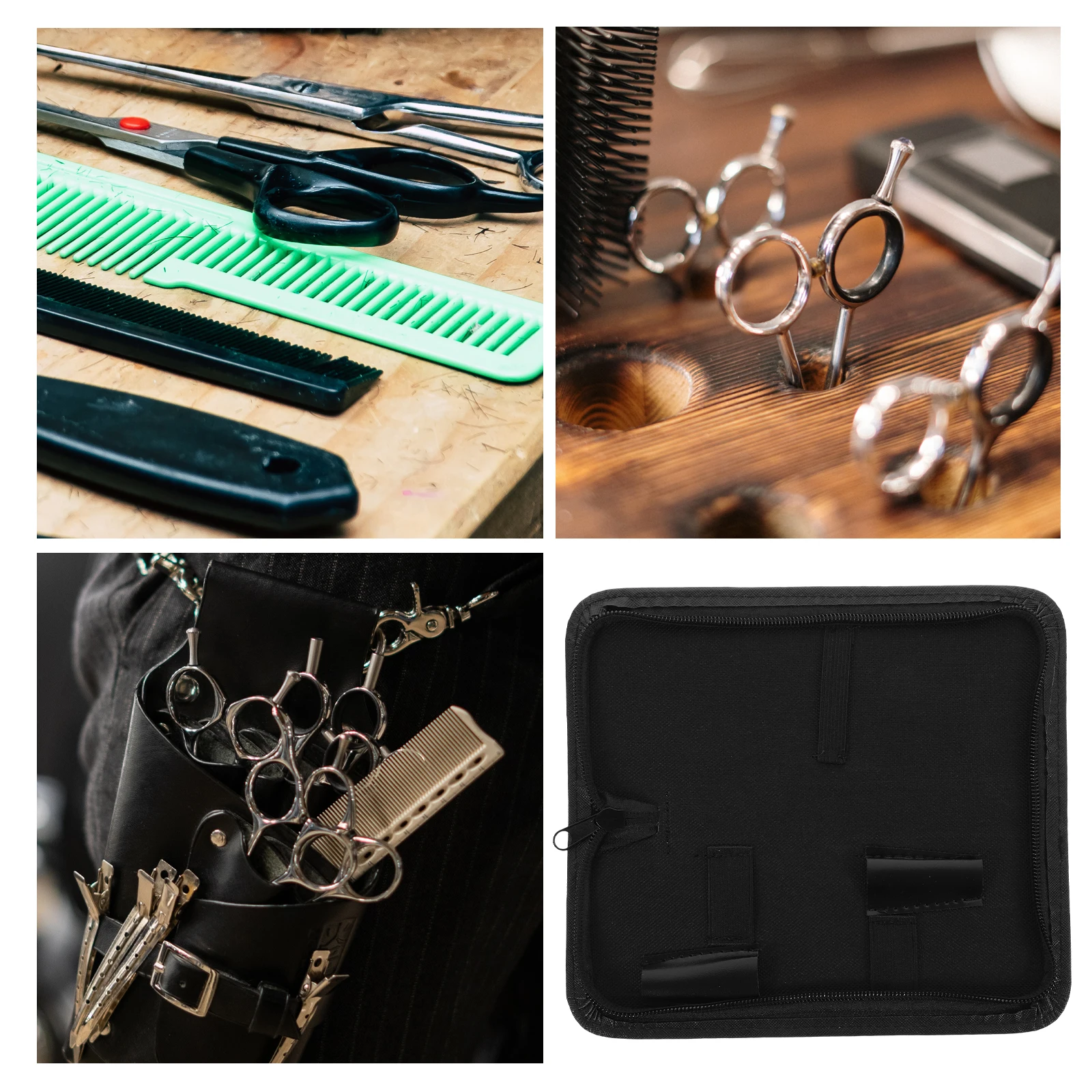 

Professional 3 Scissors Canvas PU 21 5x8x2cm Black Hairdressing Handbag Barber Pouch Salon Stylish Neat