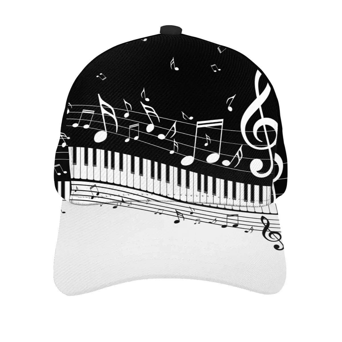 Unisex Outdoor Sport Sunscreen Baseball Hat Running Visor Cap Abstract Piano Keys With Musical Notes