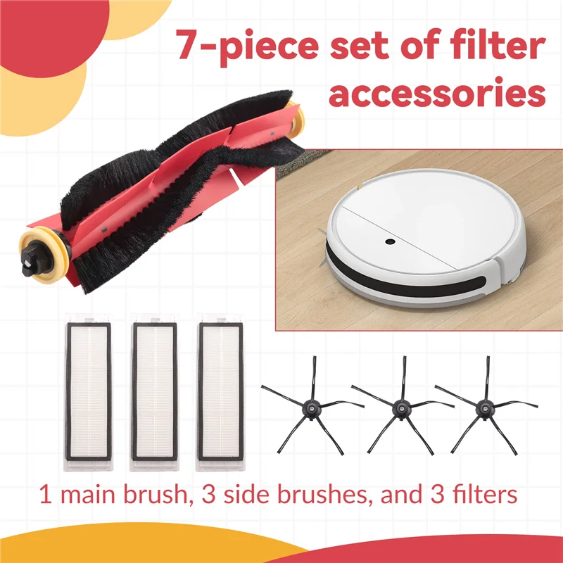 7 قطعة ل Xiaomi Roborock S4 E4 S5 S6 S5 ماكس المطاط الجانب فرشاة الرئيسية فرشاة الأسطوانة فلتر HEPA ماكس فرشاة تصفية قطع الغيار