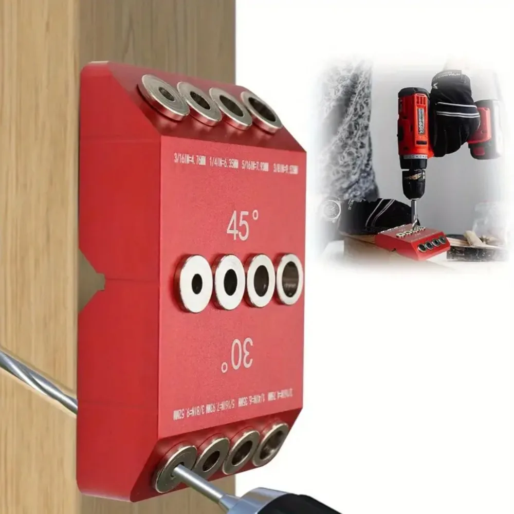

Woodworking Hole Punch Locator 30 °/45 °/90 ° Drilling Locator Jig Set Multi-Angle Slant Hole Plank Vertical Drill Guide
