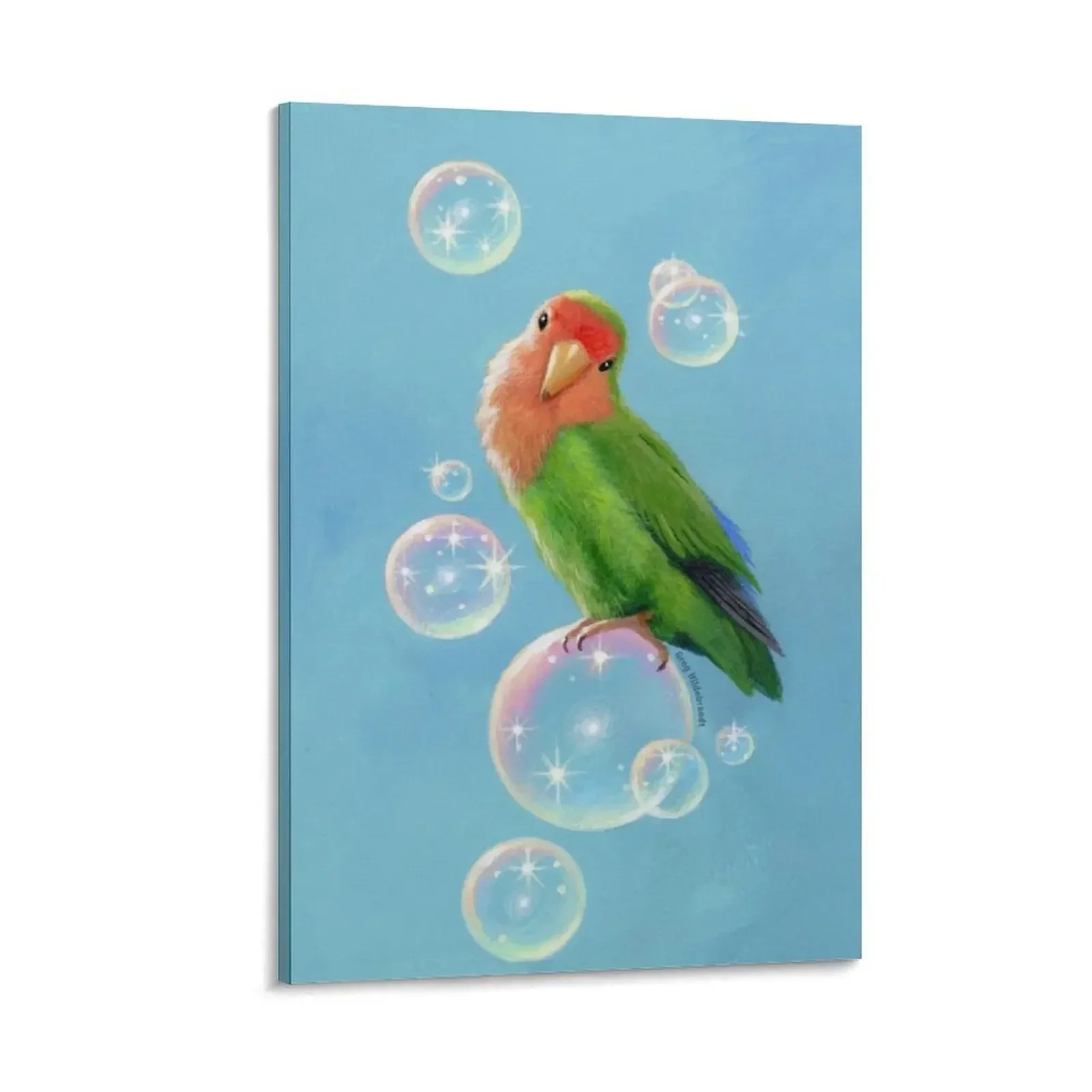 

Peach faced Lovebird - Bubbles on Bubbles Canvas Painting interior paintings korean room decor wall decoration painting