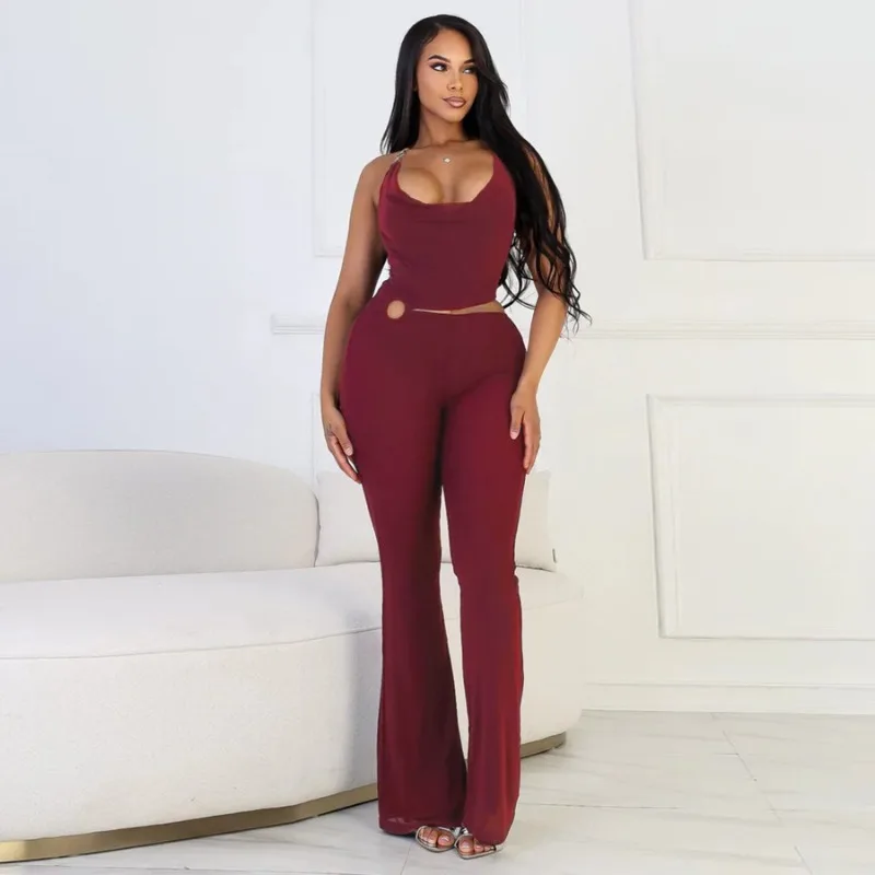 KEXU ฤดูร้อน Street ผู้หญิงแขนกุด Pile COLLAR Halter Hollow OUT Jumpsuits Backless เซ็กซี่ชุดปาร์ตี้ One Piece ชุด Rompers