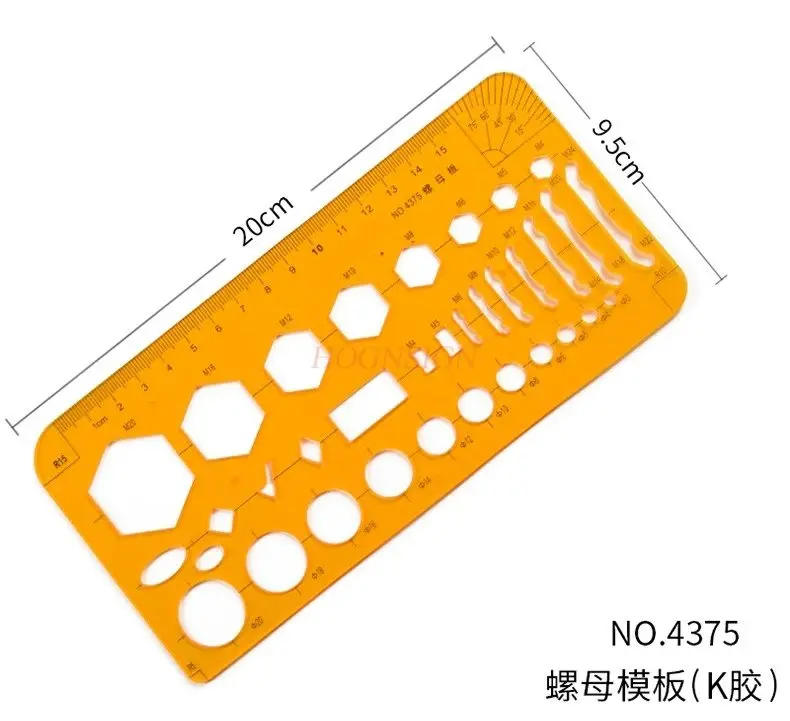 1pcs Drawing Template Nut Template Architectural Furniture Engineering Drawing Ruler Interior Decoration Drawing Design Tool