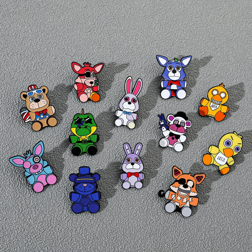 

Cute Cartoon Teddy Bear Brooch Pin Creepy Adventure Game Character Alloy Metal Badge Jacket Bag Backpack Gifts Fans Collectors
